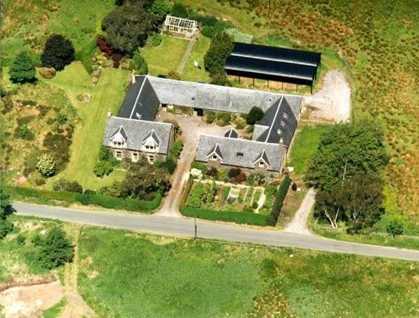 ariel view of farmhouse