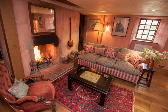 luxury sofas and open fire