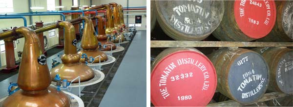 whisky casks and whisky still in Distillery