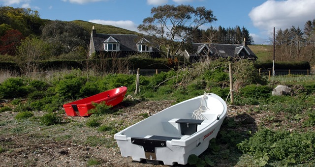 boats outside the farmhouse