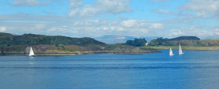 west coast of Scotland island view from mainland