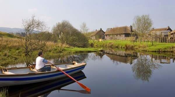 rowing in boat on Loch