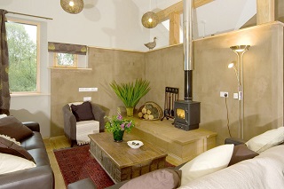 sittingroom with woodburning stove