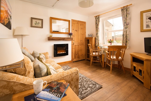 large sitting room with TV fire
