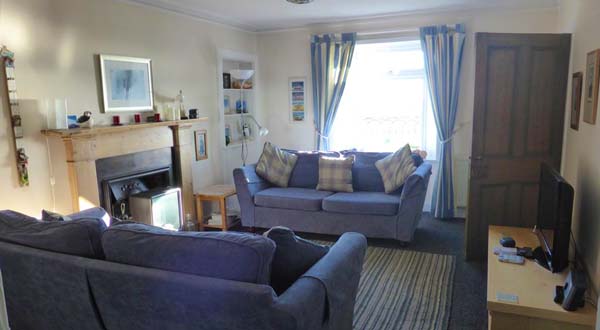 sitting room with fire