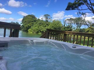 hot tub over looking lake