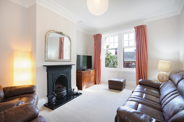 sitting room with real log fires.