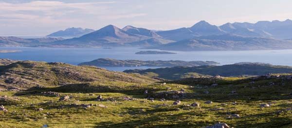 highland mountain view towards sea loch