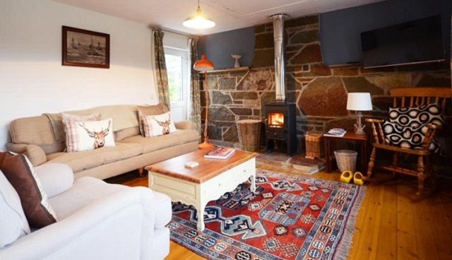sitting room with wood burning stove