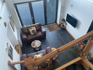 kitchen dining area and wood burning stove