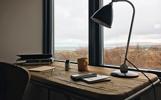 desk with sea view