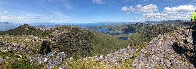 hill walking veiews over sea to Summer Isles