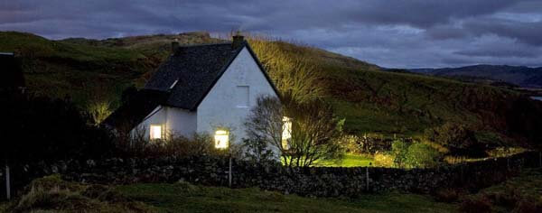 Scottish private island at night