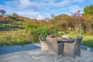 patio furniture in garden