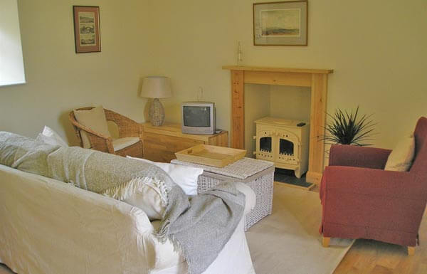 sitting room with wood burning fire