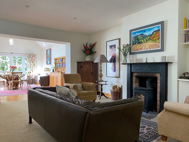 sittingroom with wood burning stove