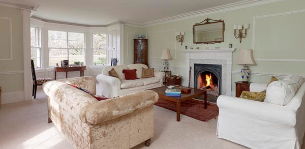 sitting room with log fire