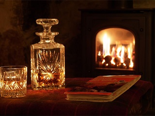 whisky by the fire in Dunkeld