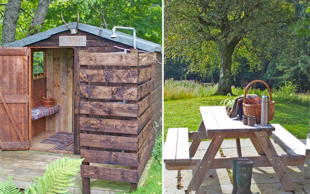 Sauna with outdoor shower