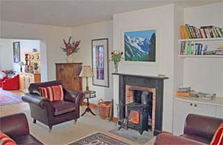 sittingroom with wood burning stove