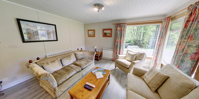 sitting room in wooden chalet